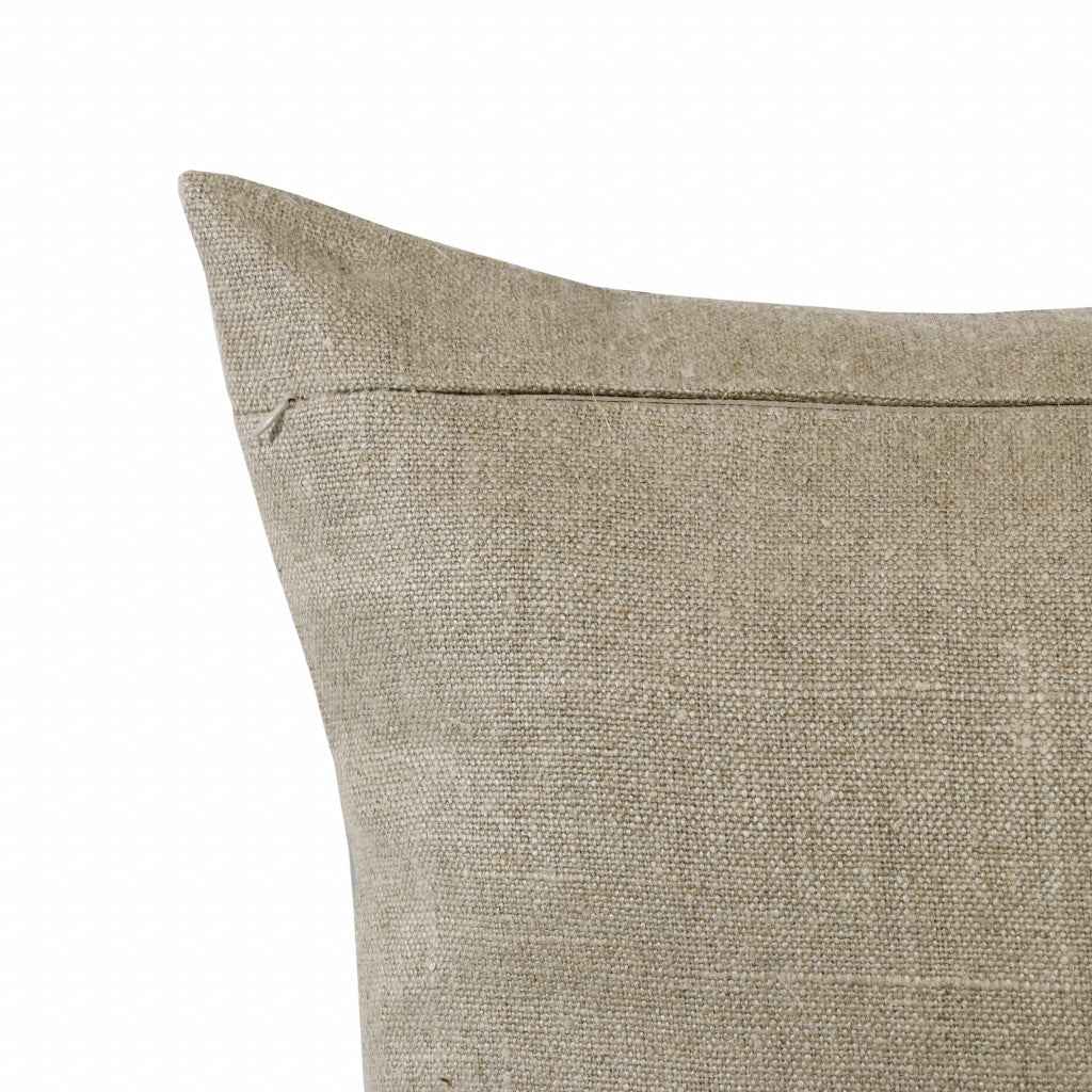 20" X 20" Beige And Brown Linen Striped Zippered Pillow