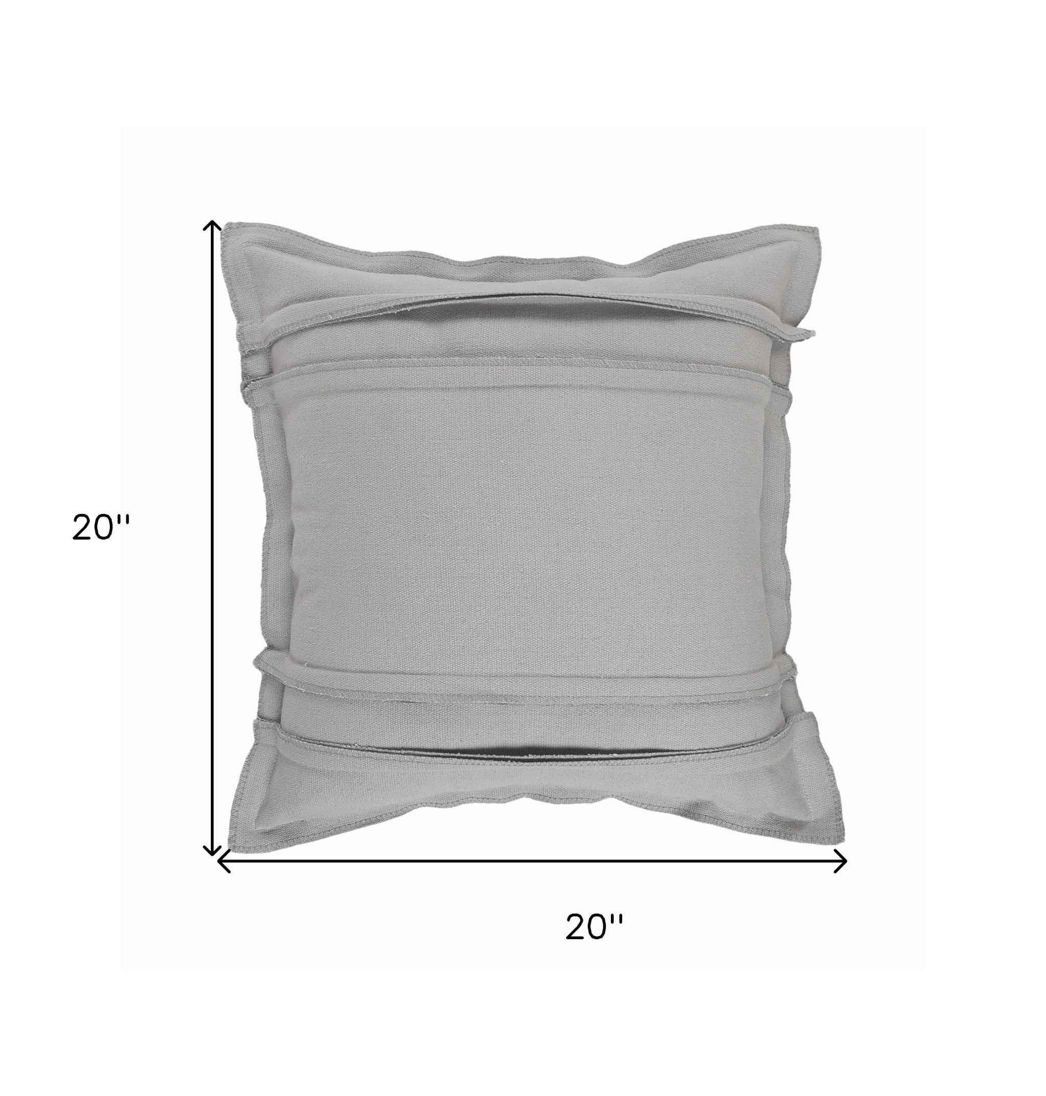 20" X 20" Light Gray Cotton Zippered Pillow