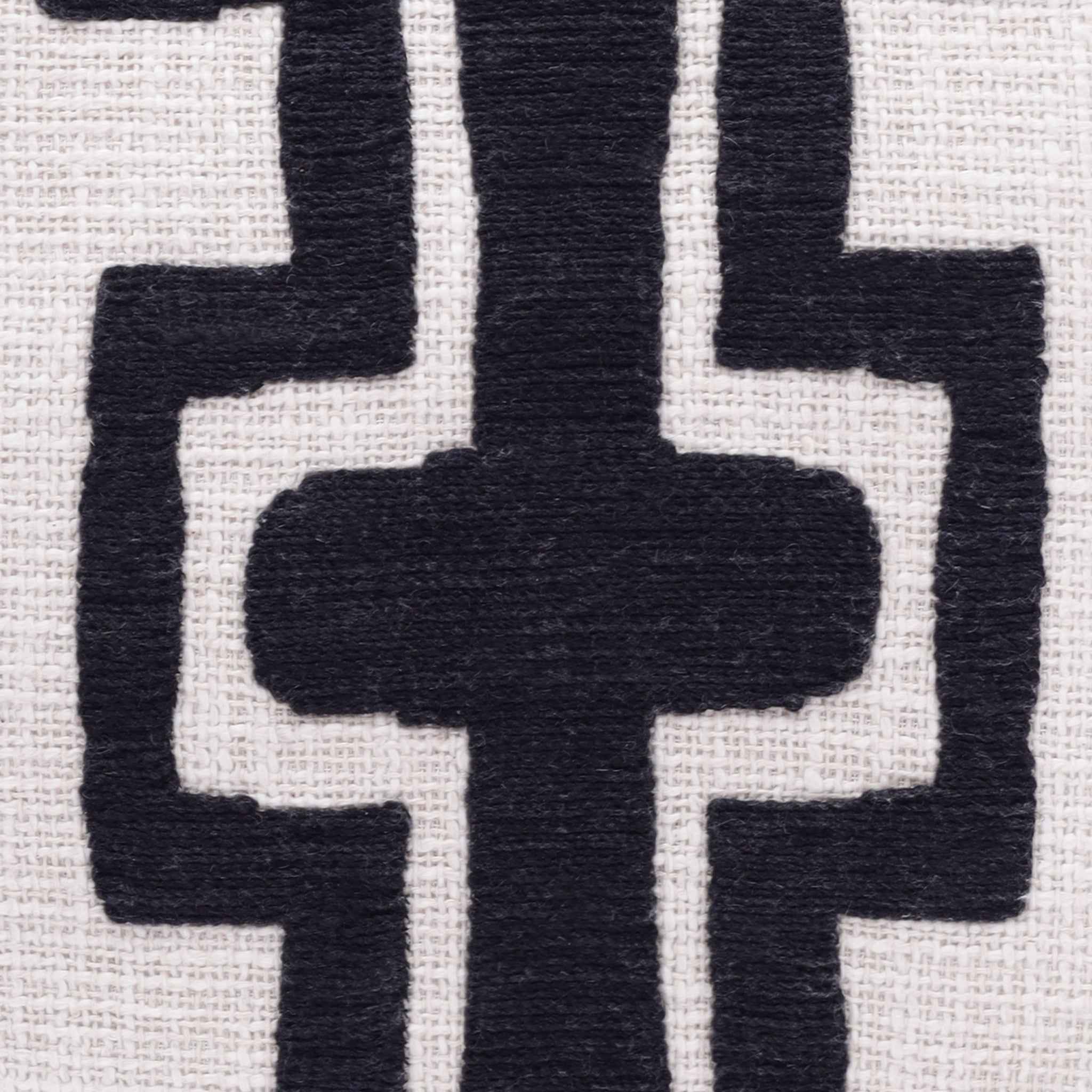 24" X 24" Black And Ivory 100% Cotton Geometric Zippered Pillow