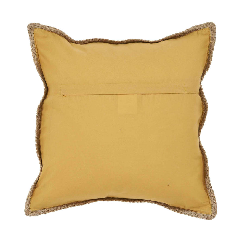 20" X 20" Yellow and Beige Cotton Blend Zippered Pillow