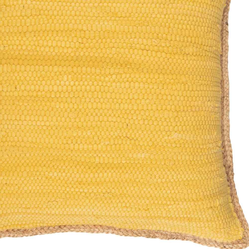 20" X 20" Yellow and Beige Cotton Blend Zippered Pillow