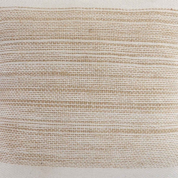 20" X 20" Natural and Ivory Striped Cotton Blend Zippered Pillow