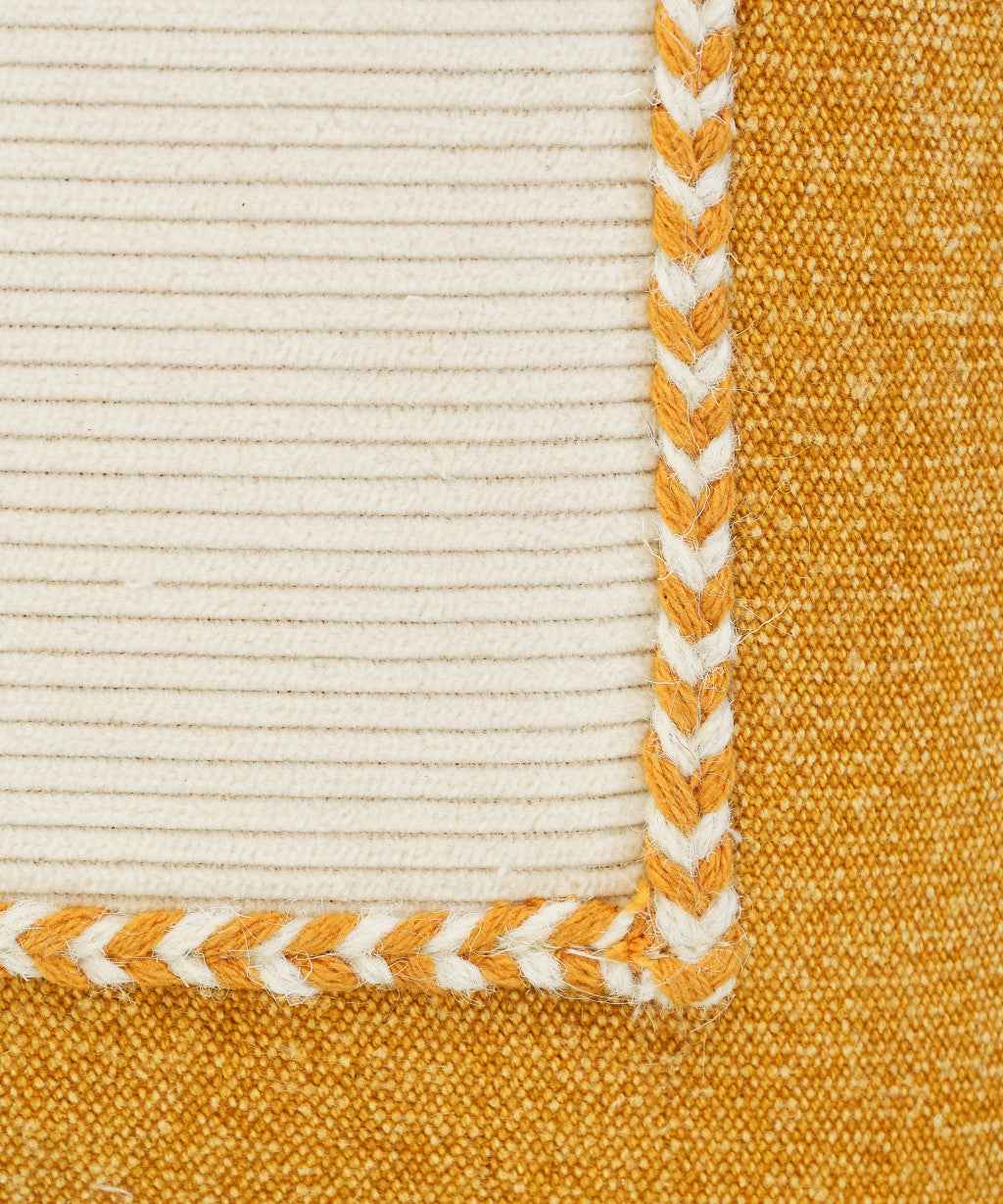 20" X 20" Golden Glow And Cream 100% Cotton Zippered Pillow