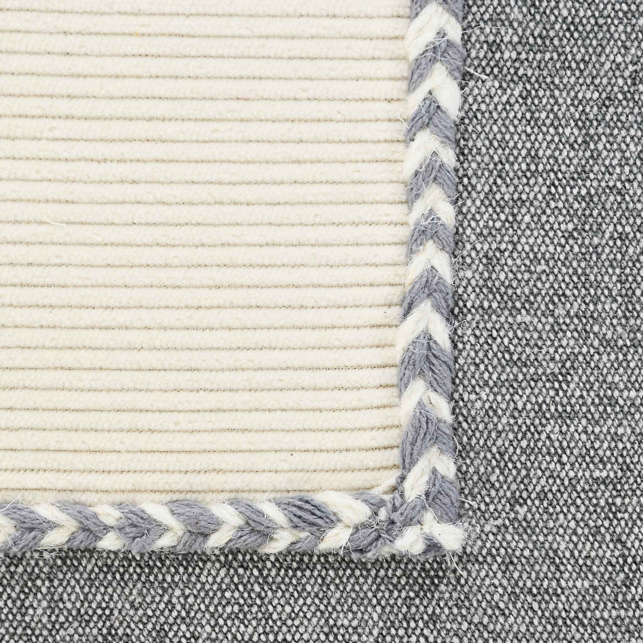 20" X 20" Gray And Cream 100% Cotton Zippered Pillow