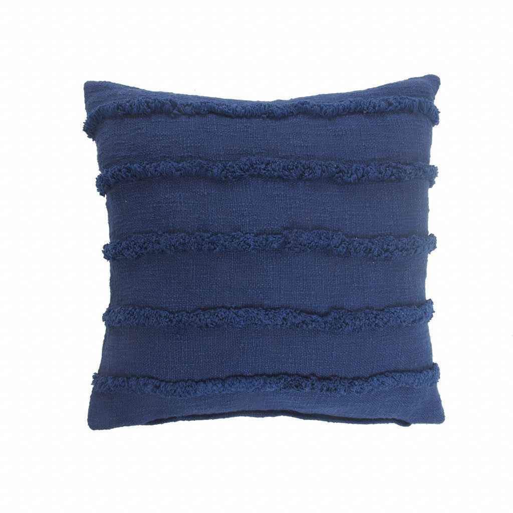 20" X 20" Deep Blue 100% Cotton Zippered Pillow