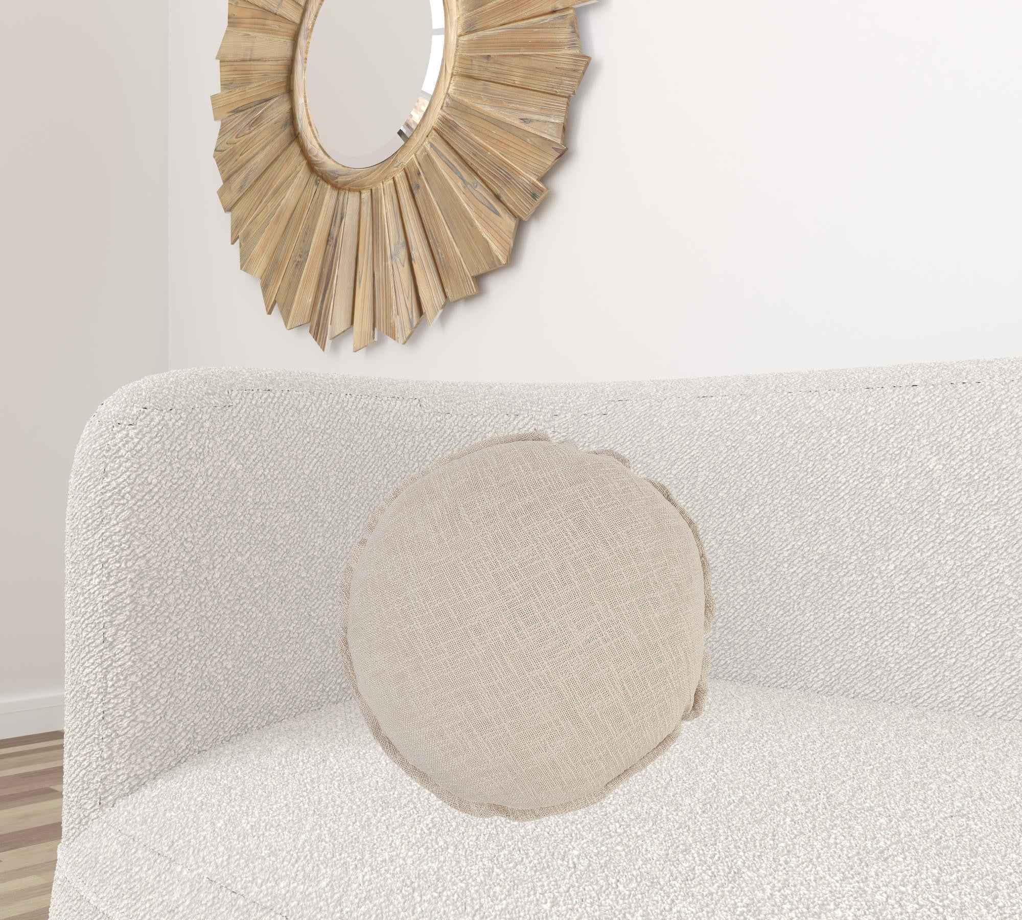 20" X 20" Round Birch Round 100% Cotton Zippered Pillow