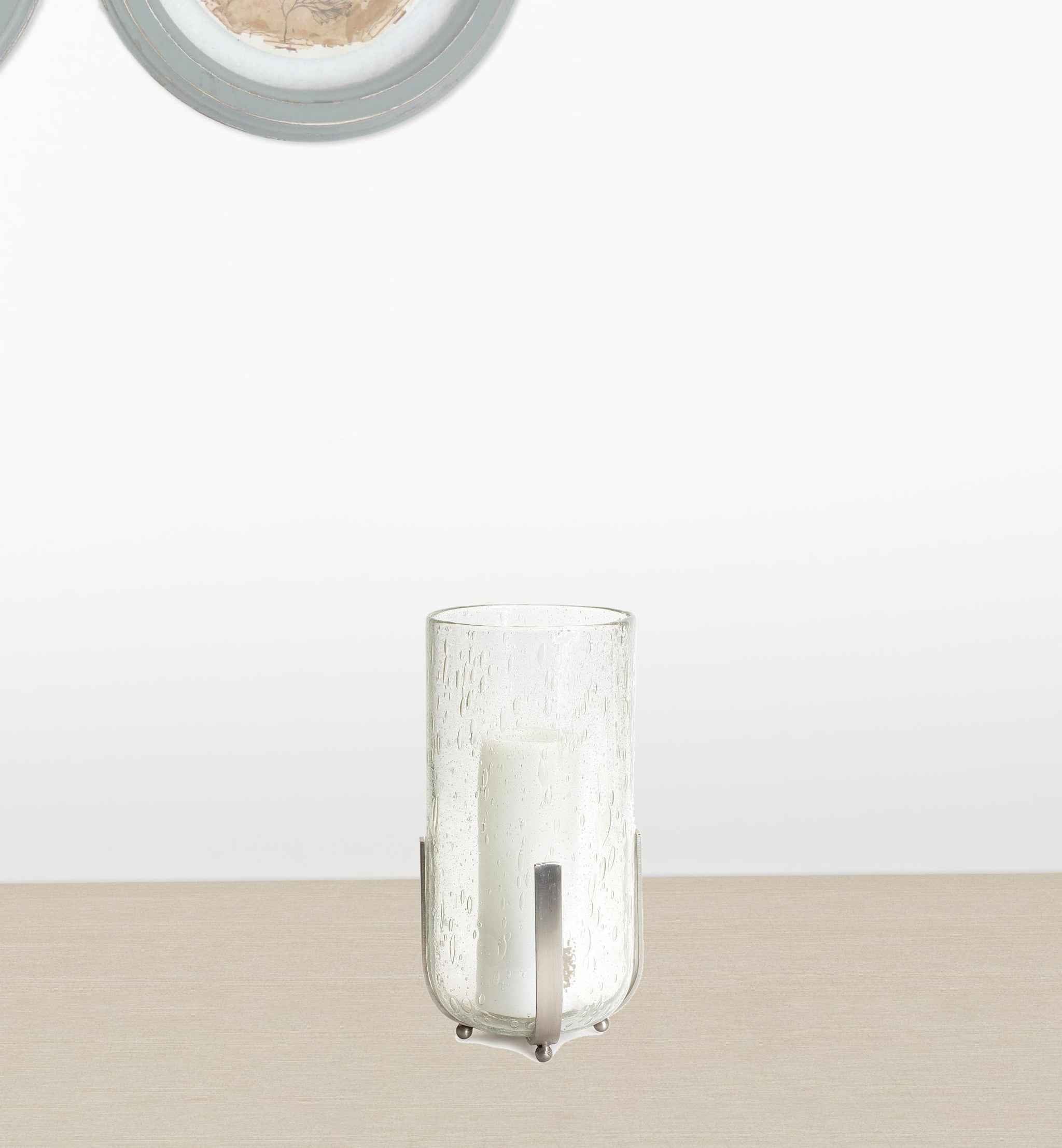 6" Silver Flameless Tabletop Hurricane Candle Holder