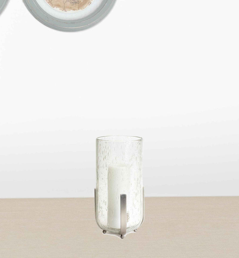 6" Silver Flameless Tabletop Hurricane Candle Holder