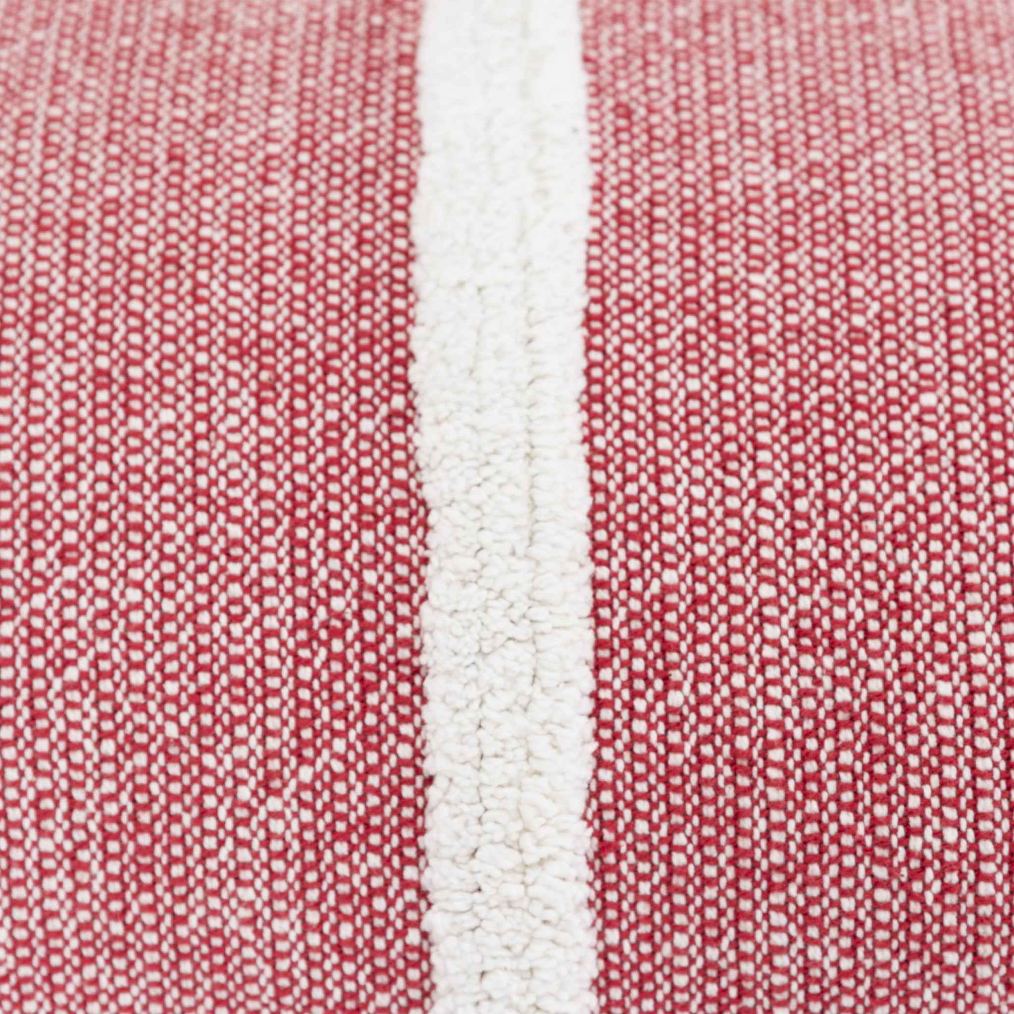 14" X 14" Red and White Cotton Pillow With Tassels Edges