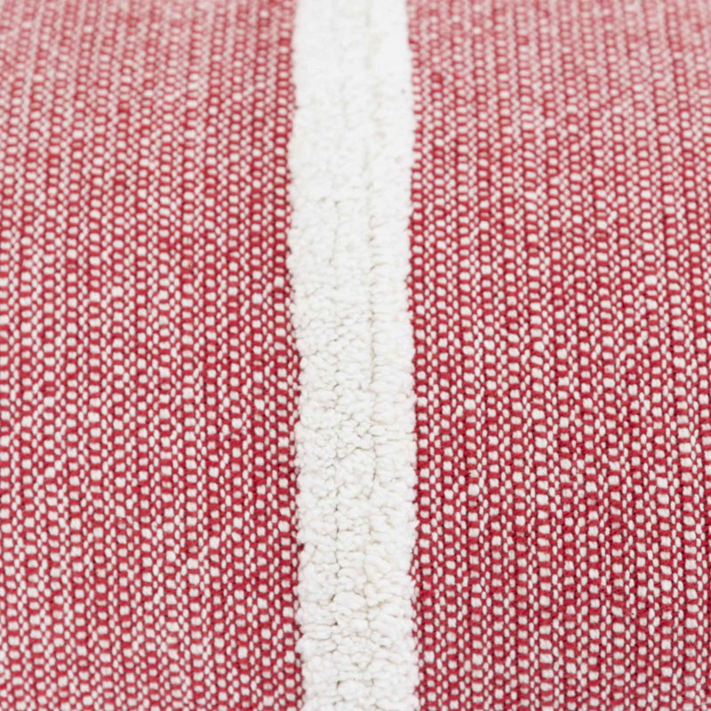 14" X 14" Red and White Cotton Pillow With Tassels Edges