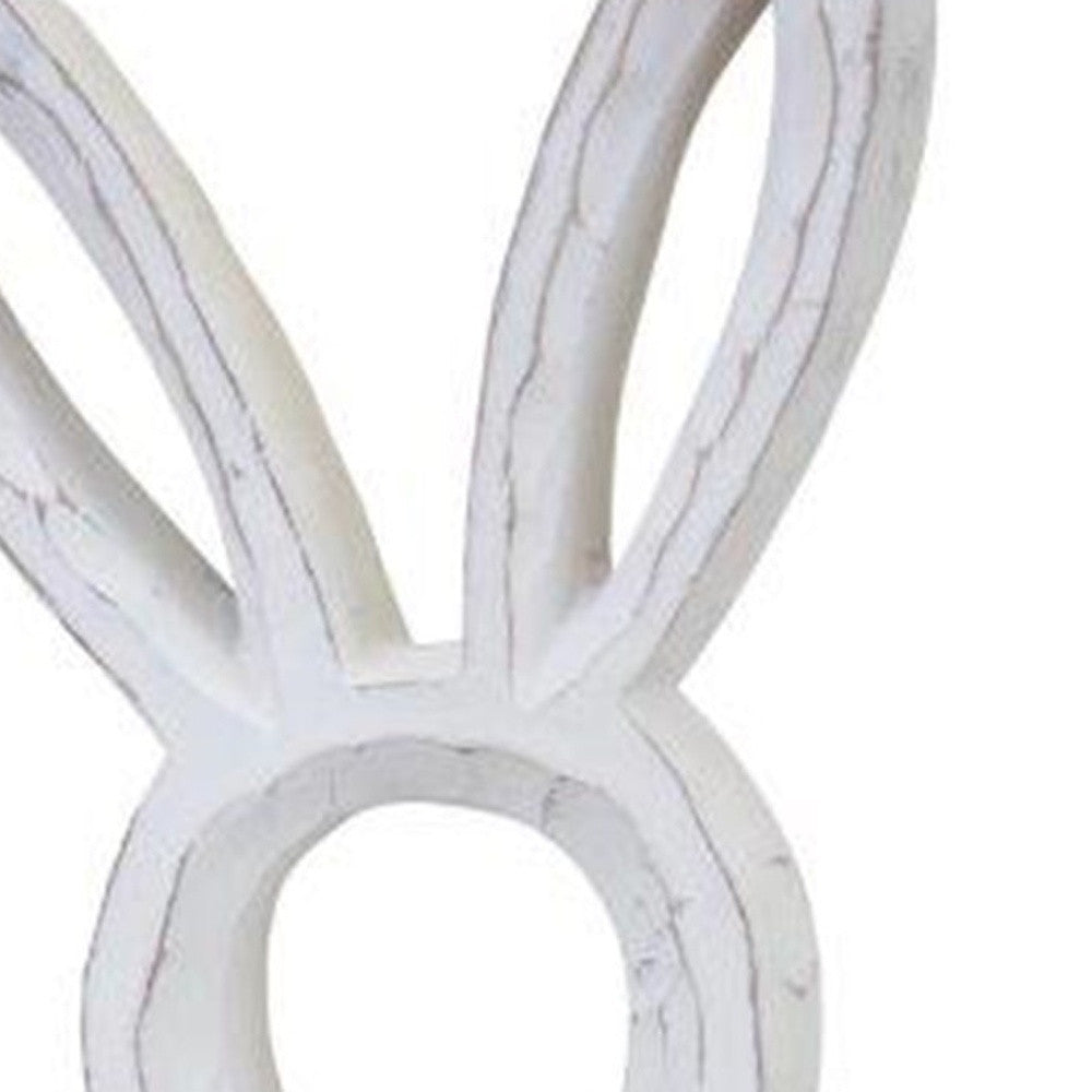 Set Of Two 11" White Polyresin Rabbit Figurine Default Title