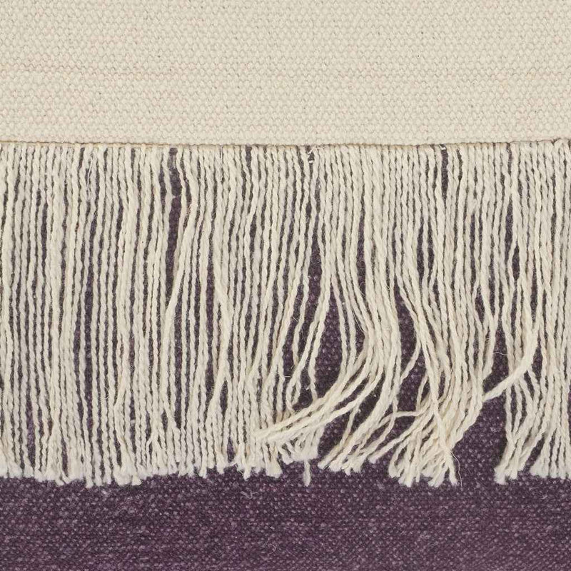 14" X 36" Purple And Off-White 100% Cotton Zippered Pillow