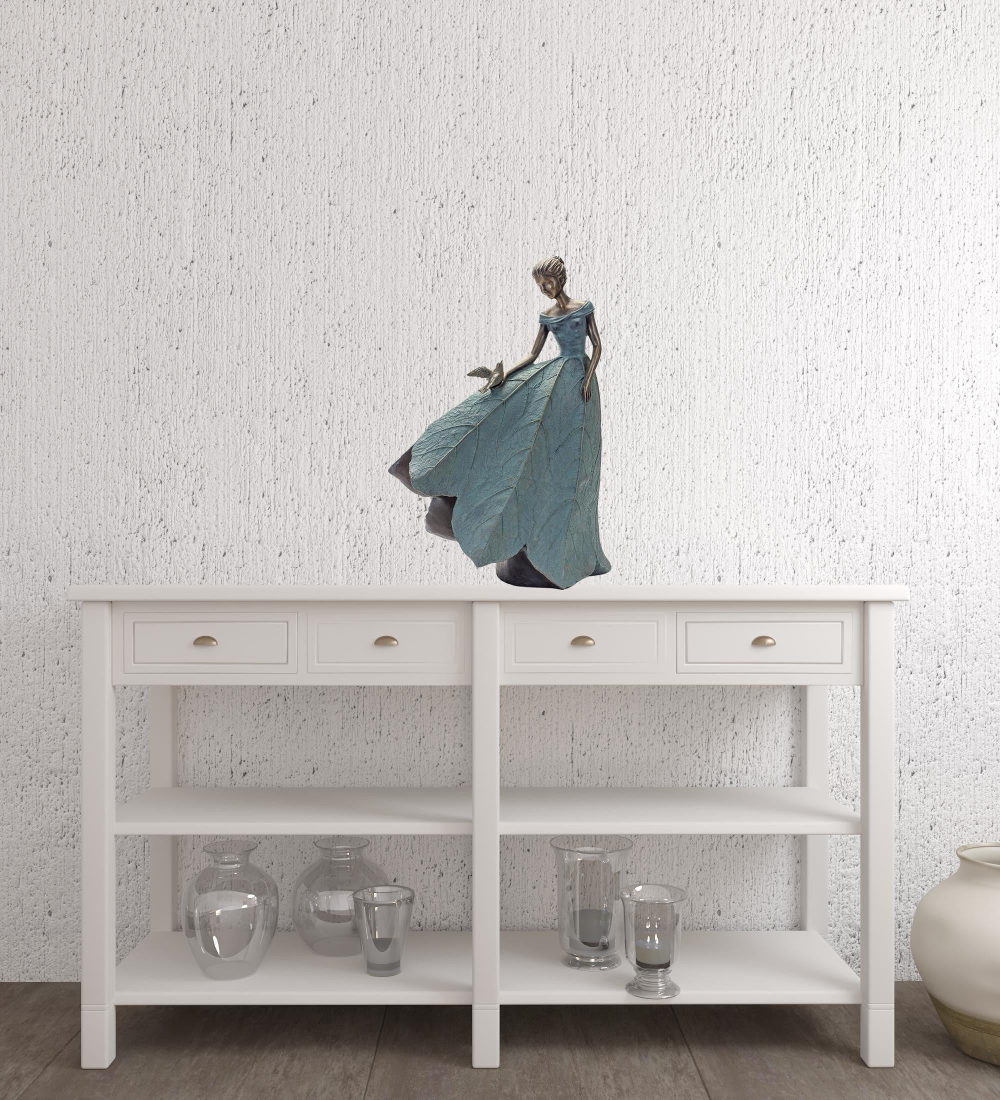 Set of Two 21" Blue Resin Woman Figurine Tabletop Sculpture - GreatEagleInc