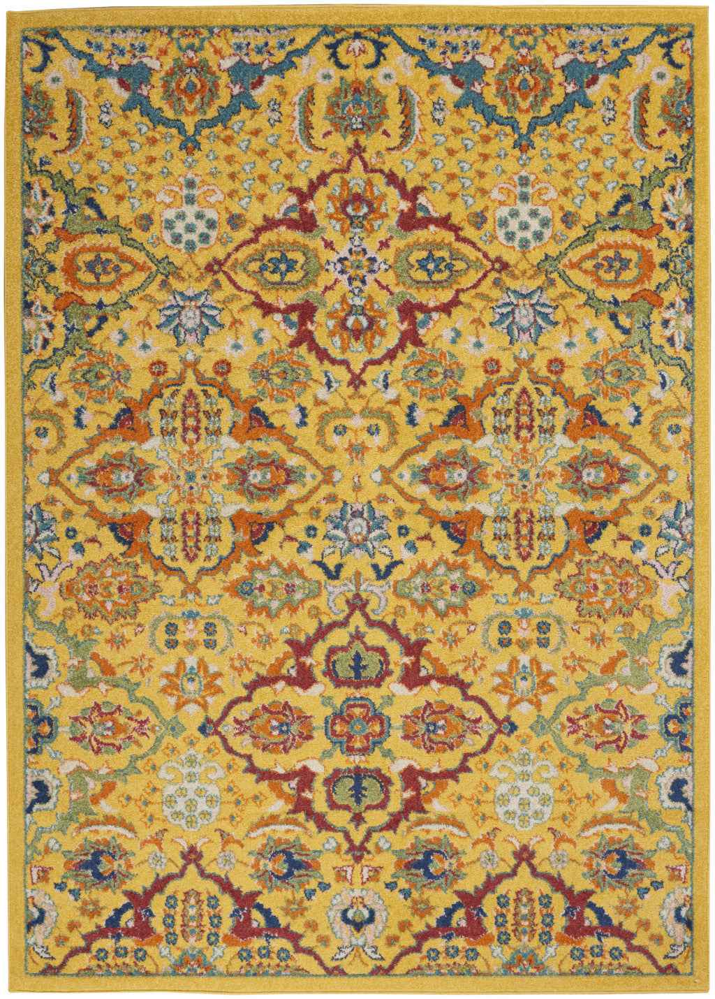 6' X 9' Yellow Floral Power Loom Area Rug