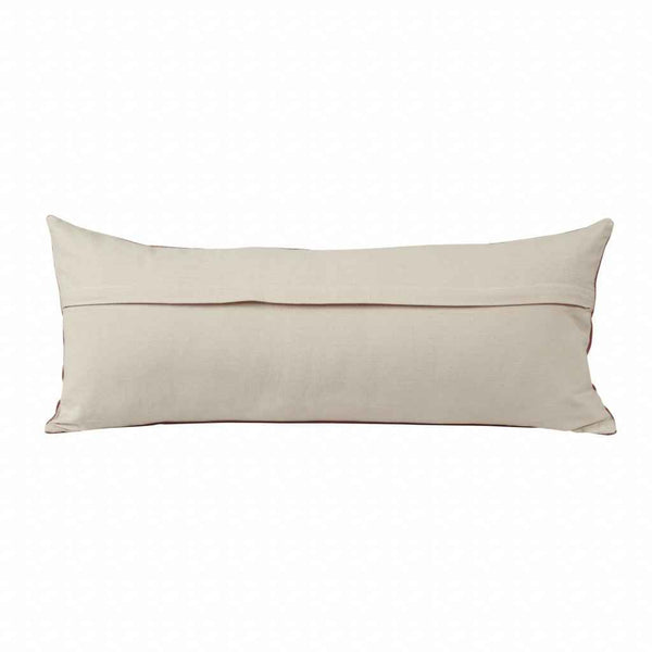 14" X 36" Dusty Rose And White 100% Cotton Geometric Zippered Pillow