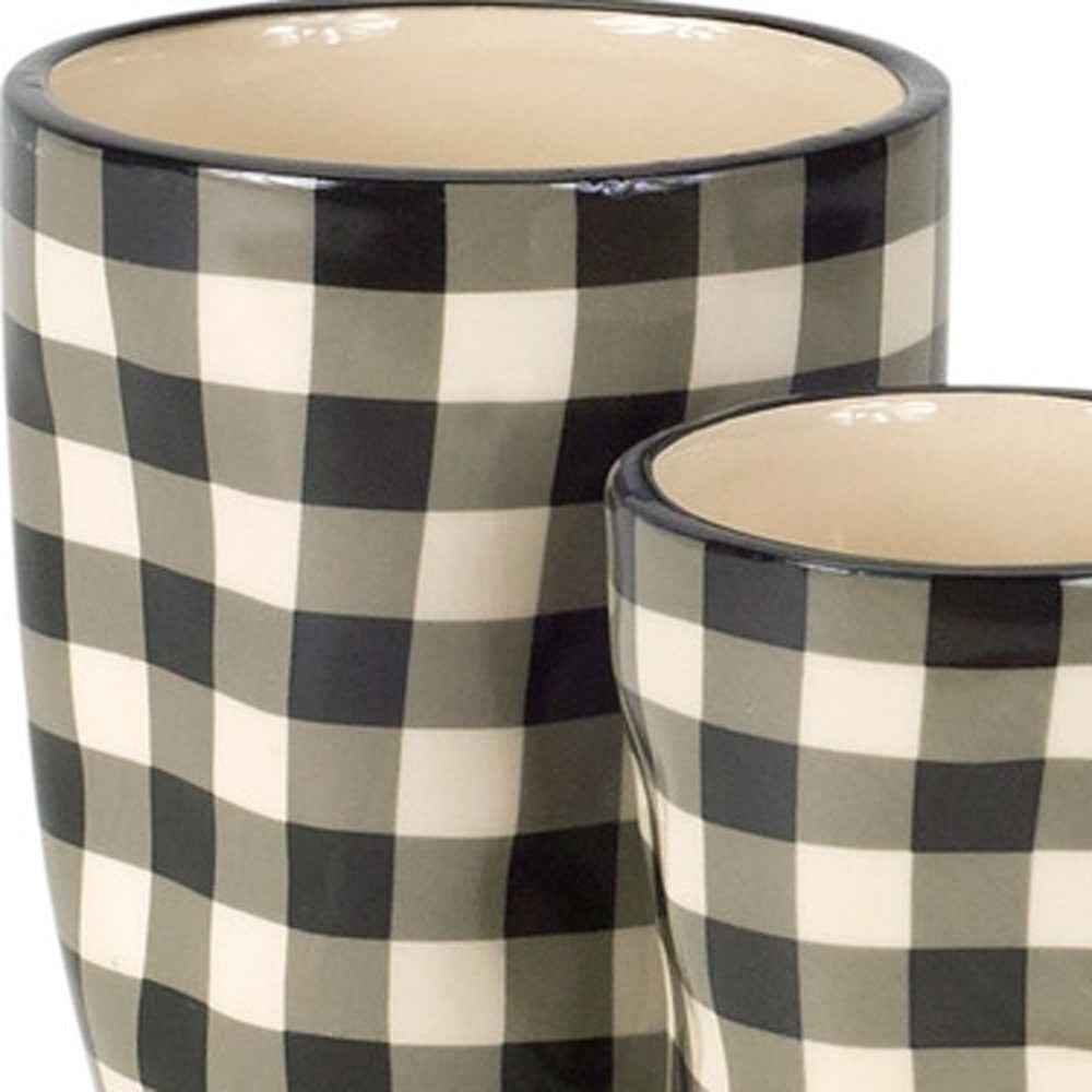 Beige Set of Six Dolomite 1.66234 ounce Round Pot Planter