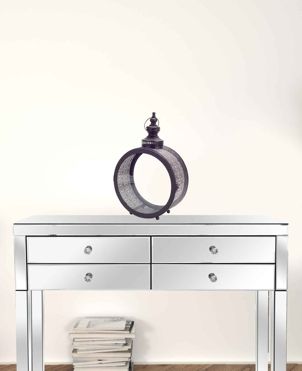 18" Black Flameless Floor Lantern Candle Holder