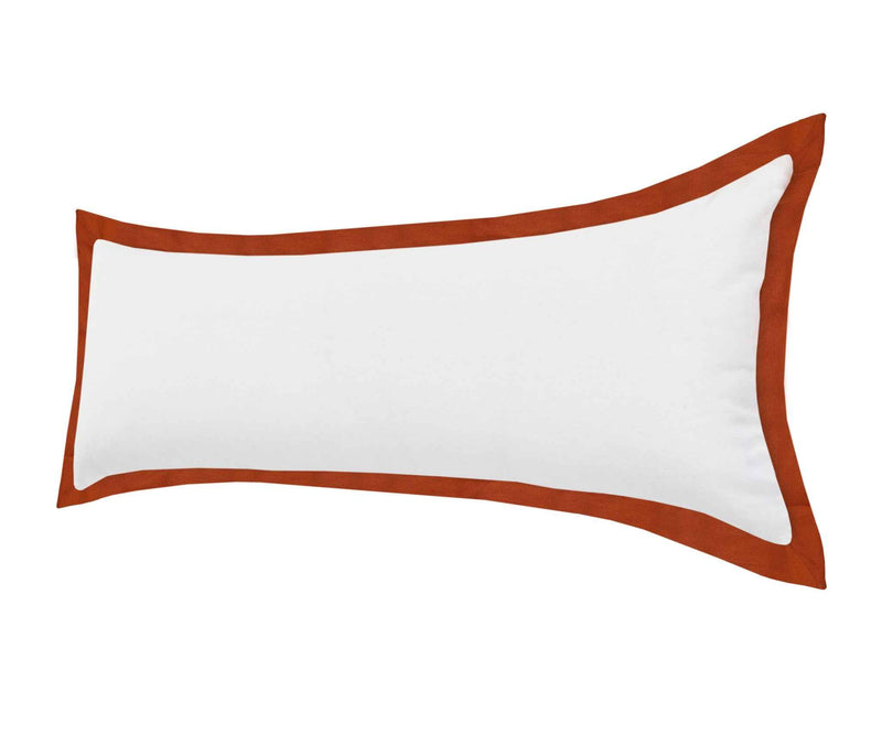 14" X 36" White And Red 100% Cotton Geometric Zippered Pillow