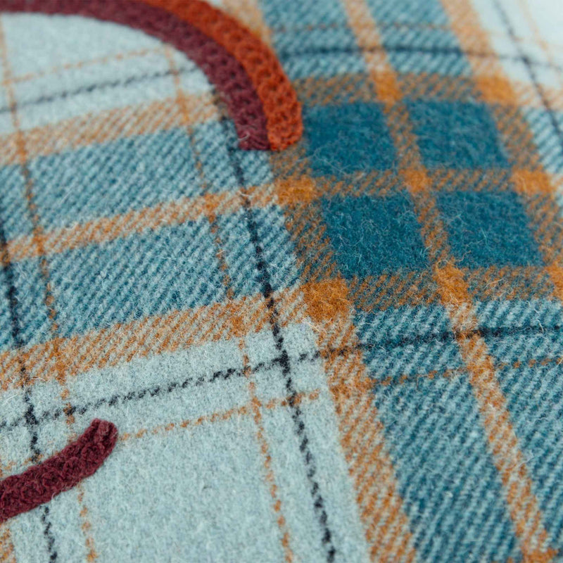 14" X 14" Blue and Orange Thanksgiving Wool Blend Pillow With Embroidery Edges