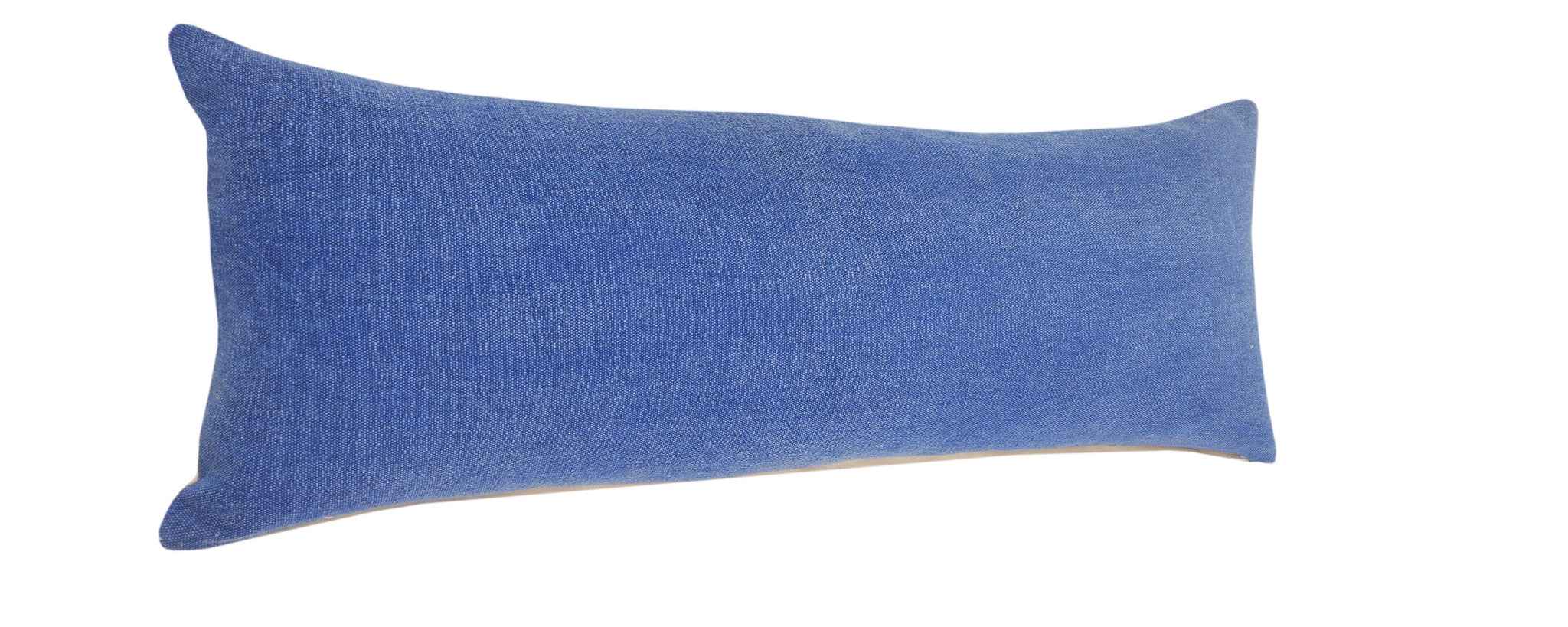14" X 36" Classic Blue 100% Cotton Zippered Pillow