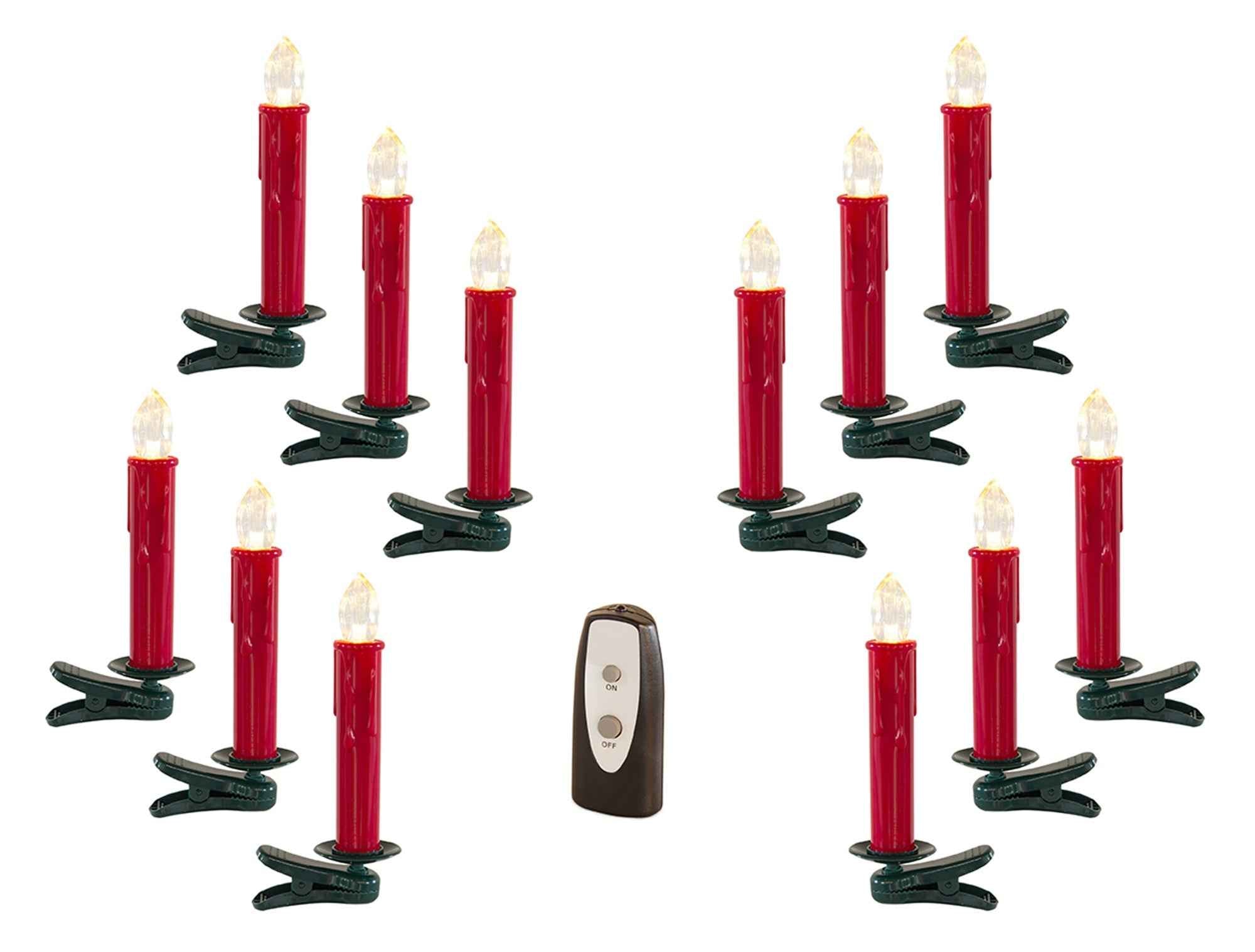 Set of Twentyfour Red LED Flameless Christmas Tree Clip On Candles