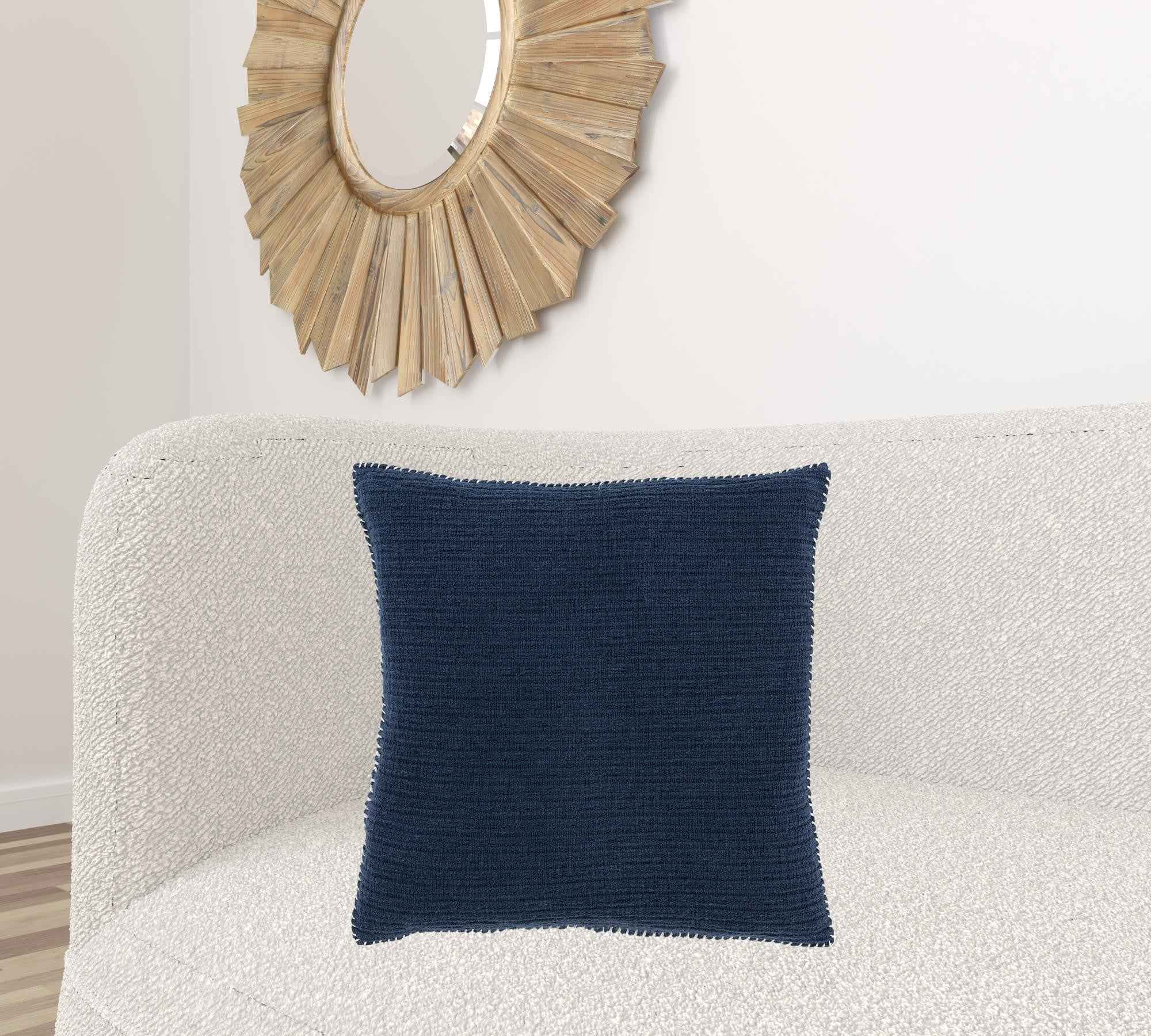 22" Navy Blue Cotton Pillow