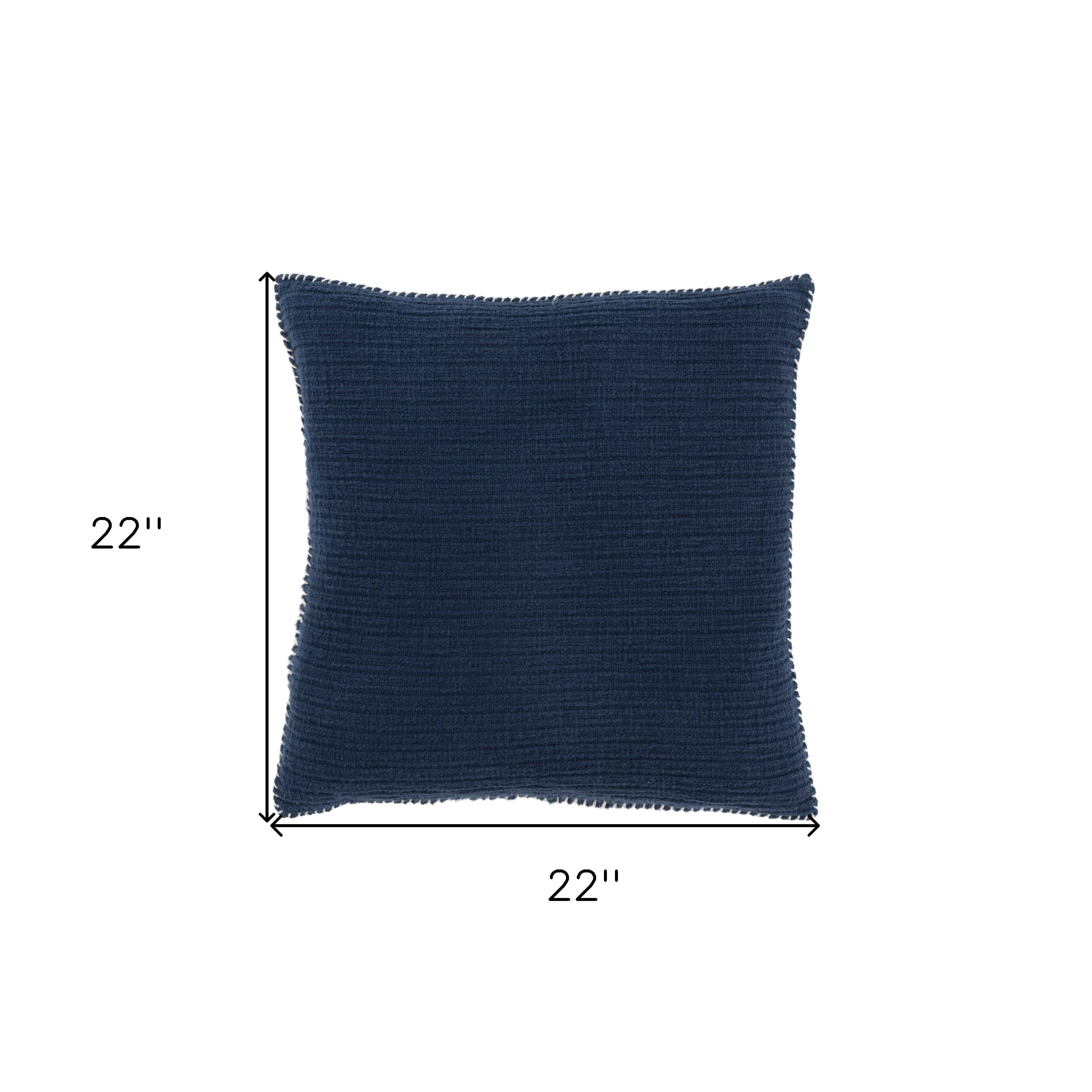 22" Navy Blue Cotton Pillow