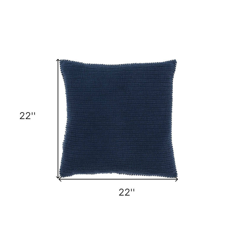 22" Navy Blue Cotton Pillow