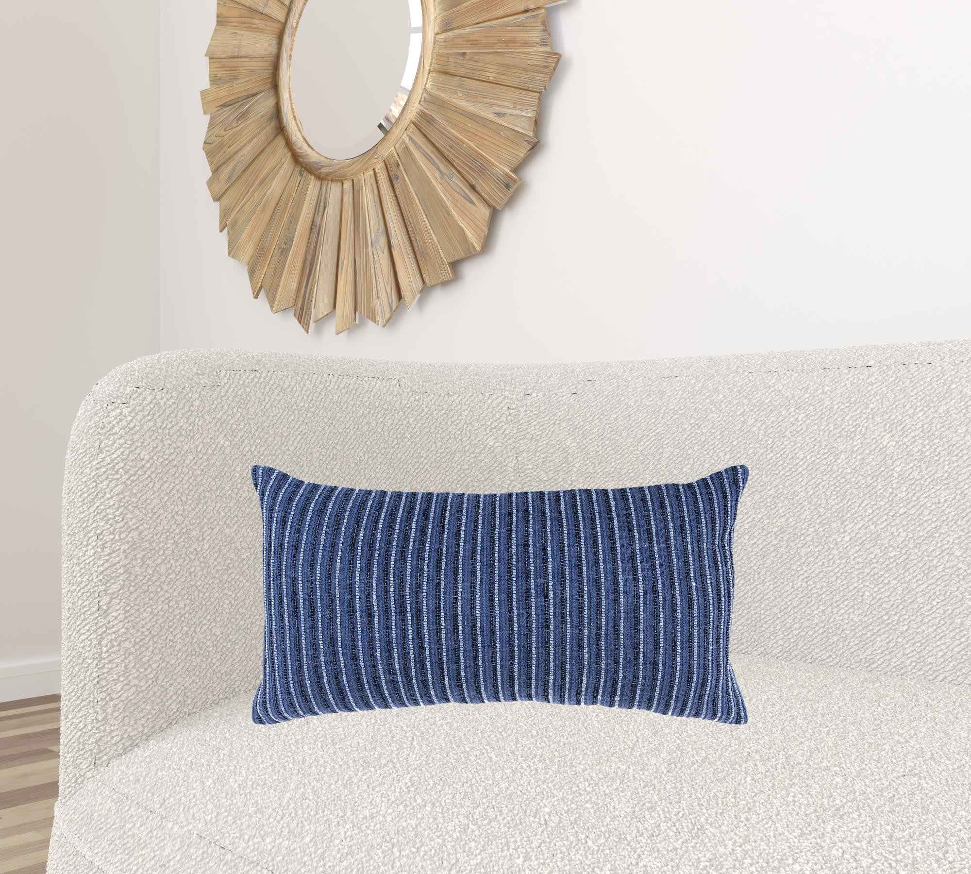 14" X 14" Blue Cotton Blend Pillow
