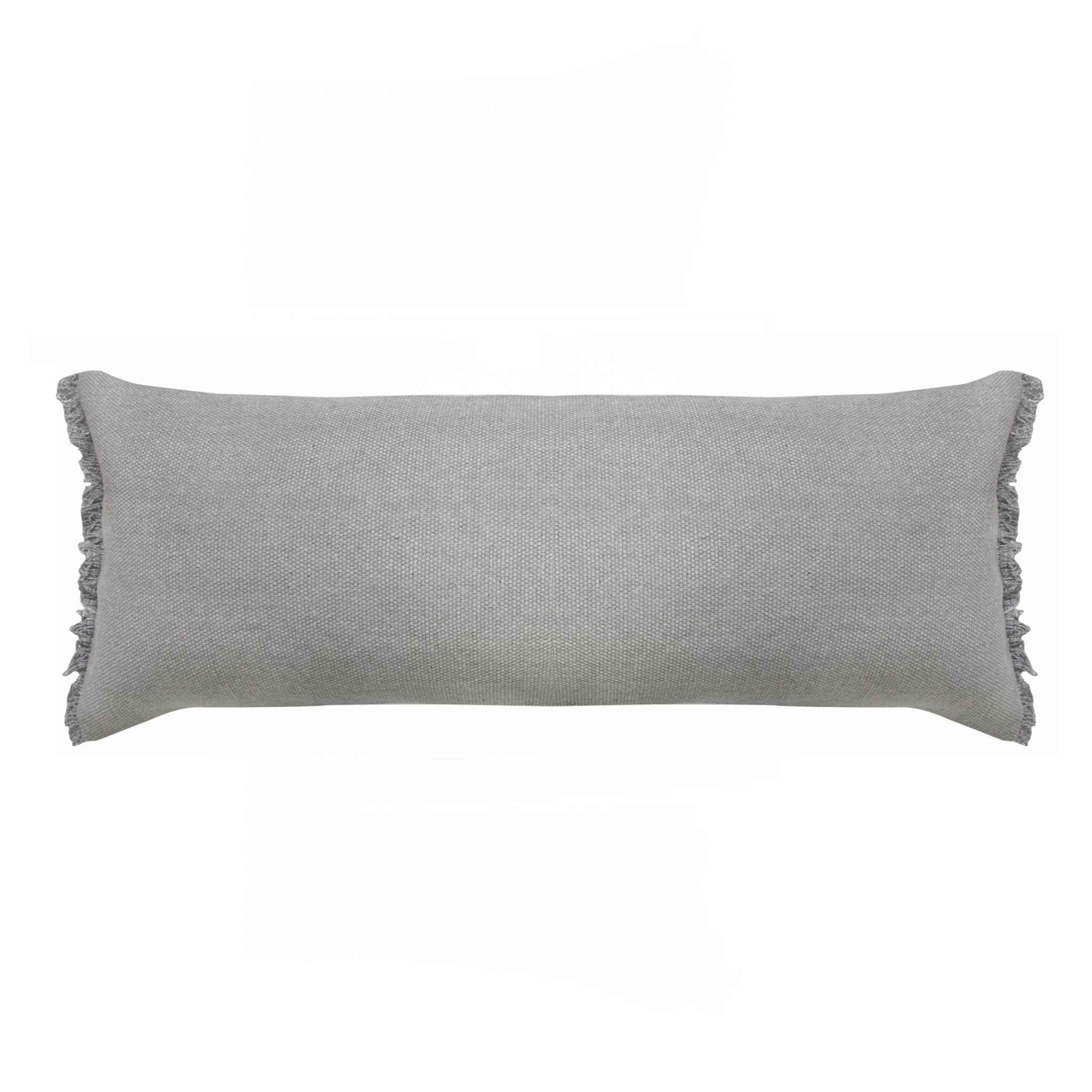 14" X 36" Light Gray 100% Cotton Zippered Pillow