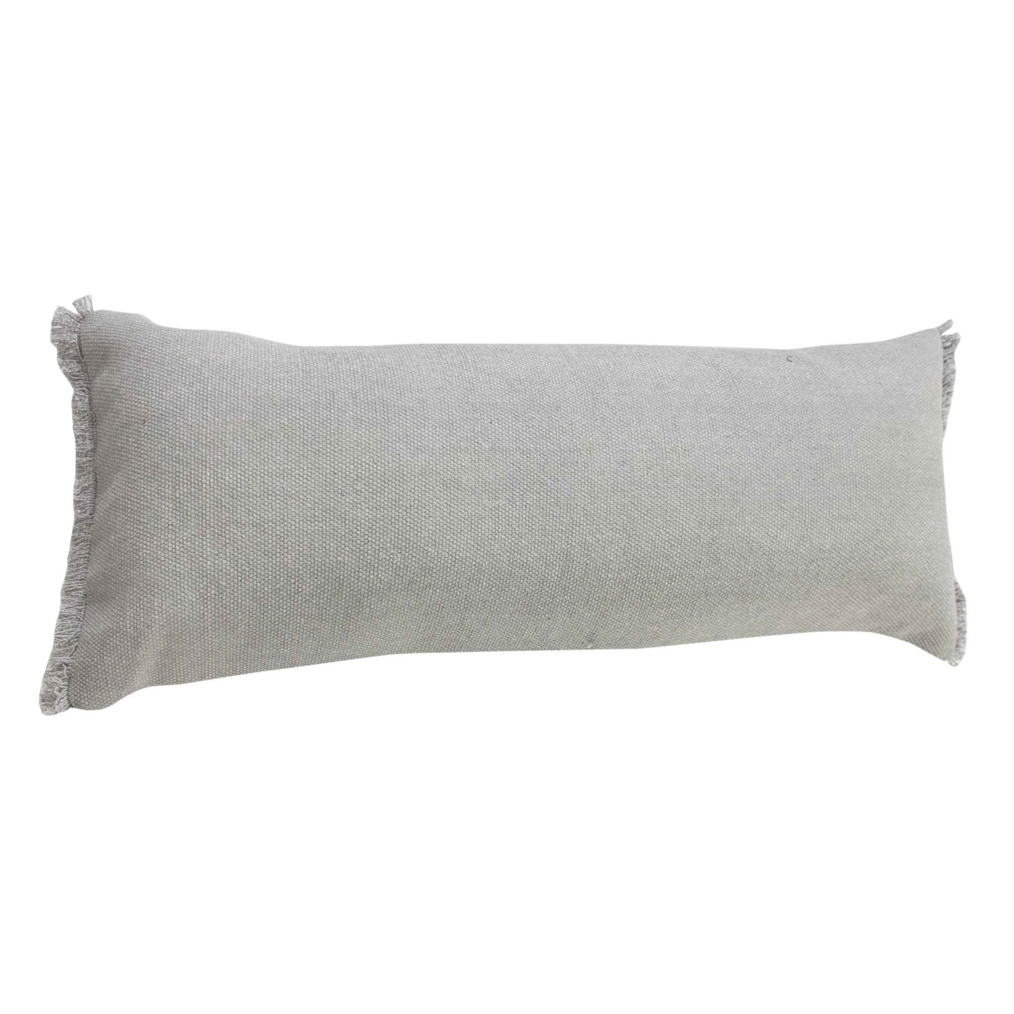 14" X 36" Light Gray 100% Cotton Zippered Pillow