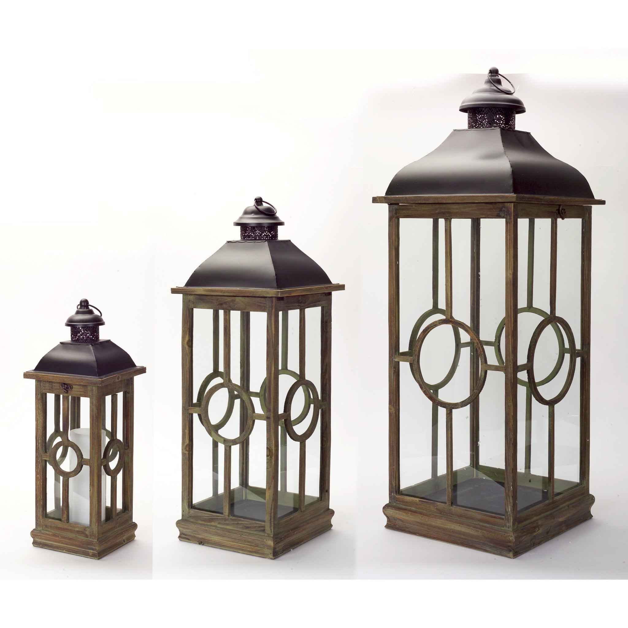 Flameless Three Candles Floor Lantern