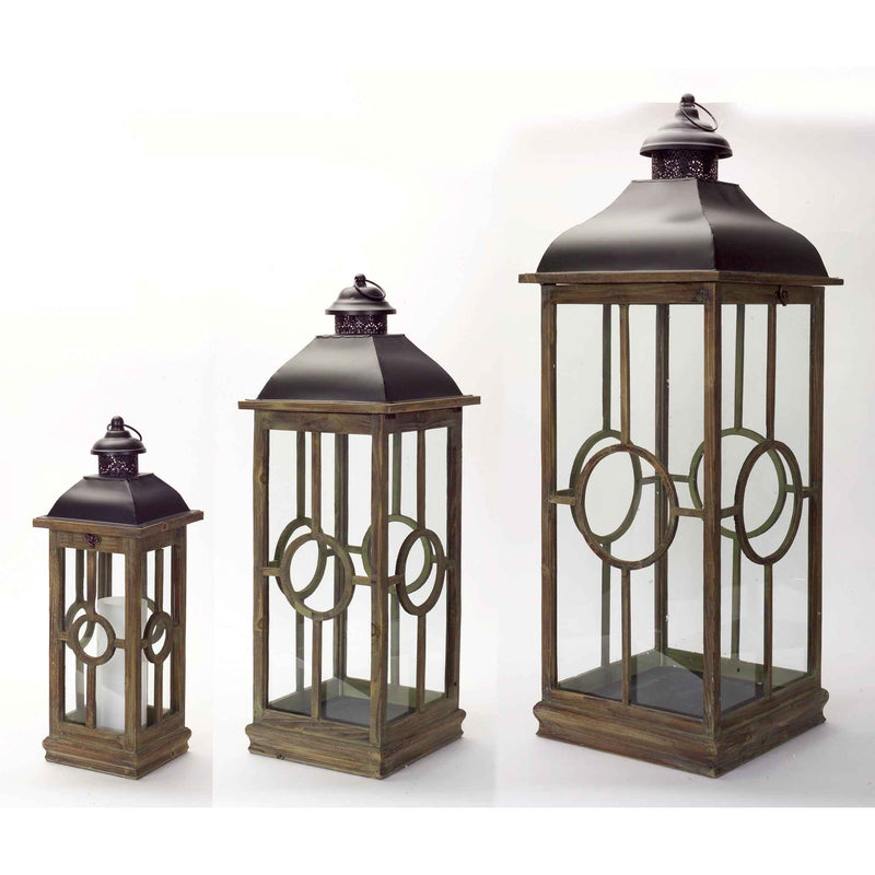 Flameless Three Candles Floor Lantern