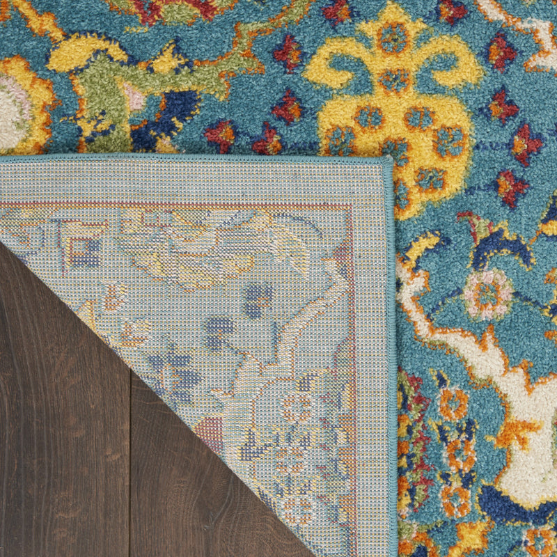 5' X 7' Blue Floral Power Loom Area Rug