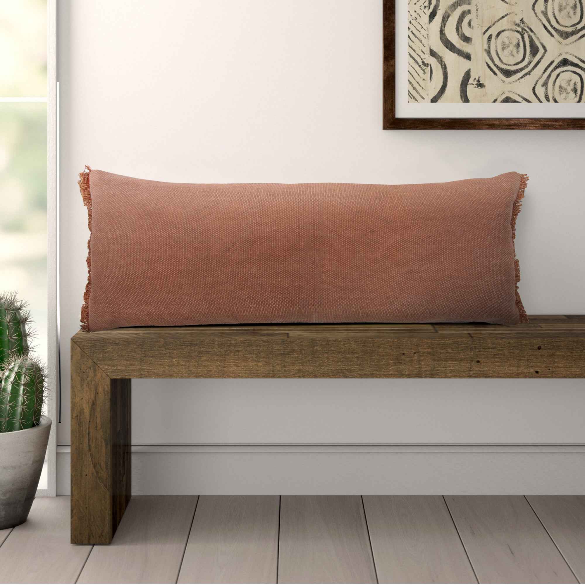 14" X 36" Adobe Orange 100% Cotton Zippered Pillow