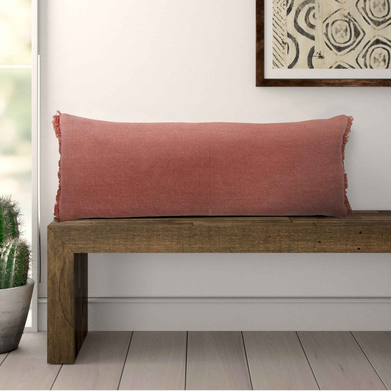 14" X 36" Rose Pink 100% Cotton Zippered Pillow