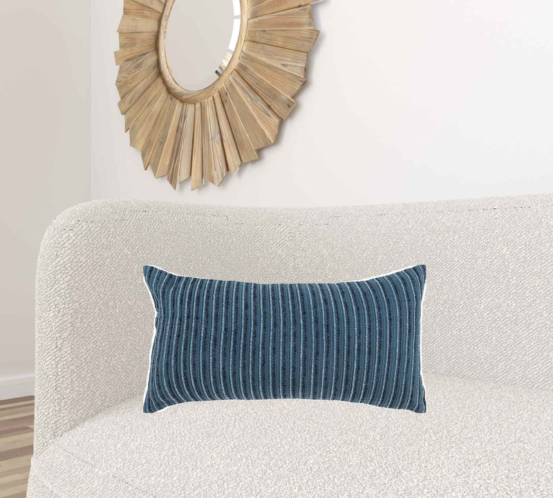 14" X 14" Blue Cotton Blend Pillow
