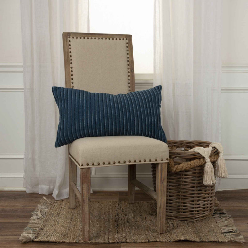 14" X 14" Blue Cotton Blend Pillow