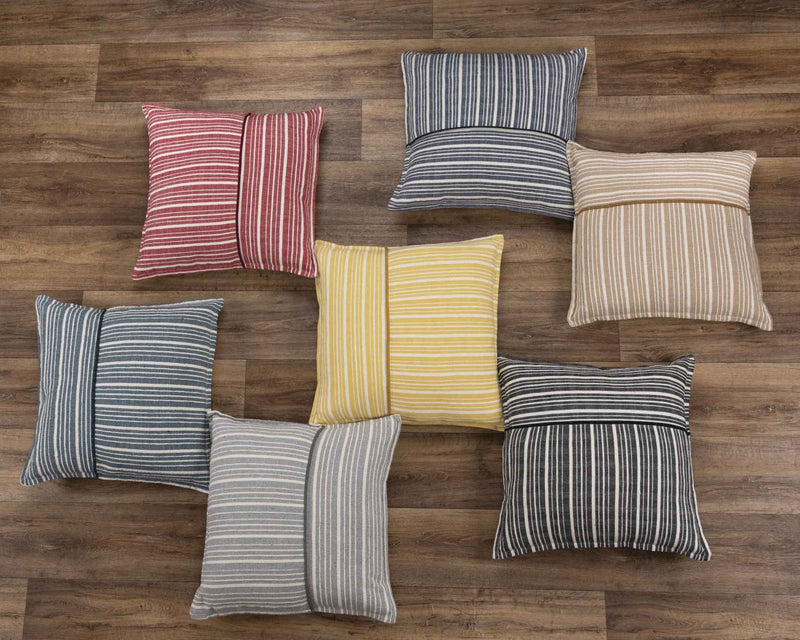 20" Yellow and White Cotton Pillow With Embroidery Edges