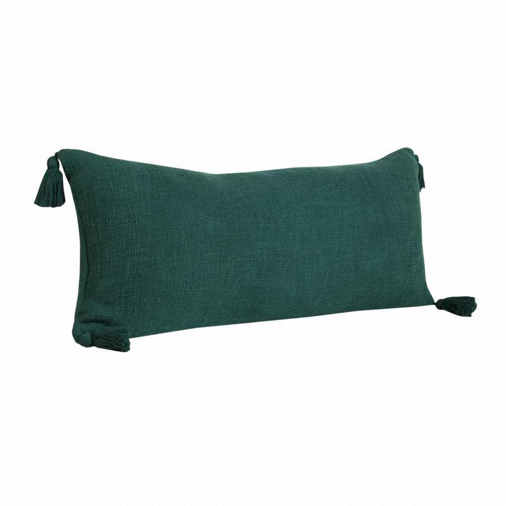 14" X 36" Emerald Green 100% Cotton Zippered Pillow