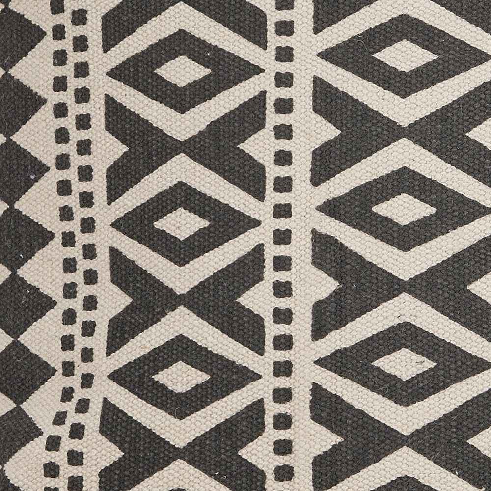 18" X 18" Tan and Black Geometric Cotton Zippered Pillow With Shag