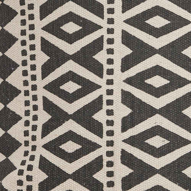 18" X 18" Tan and Black Geometric Cotton Zippered Pillow With Shag