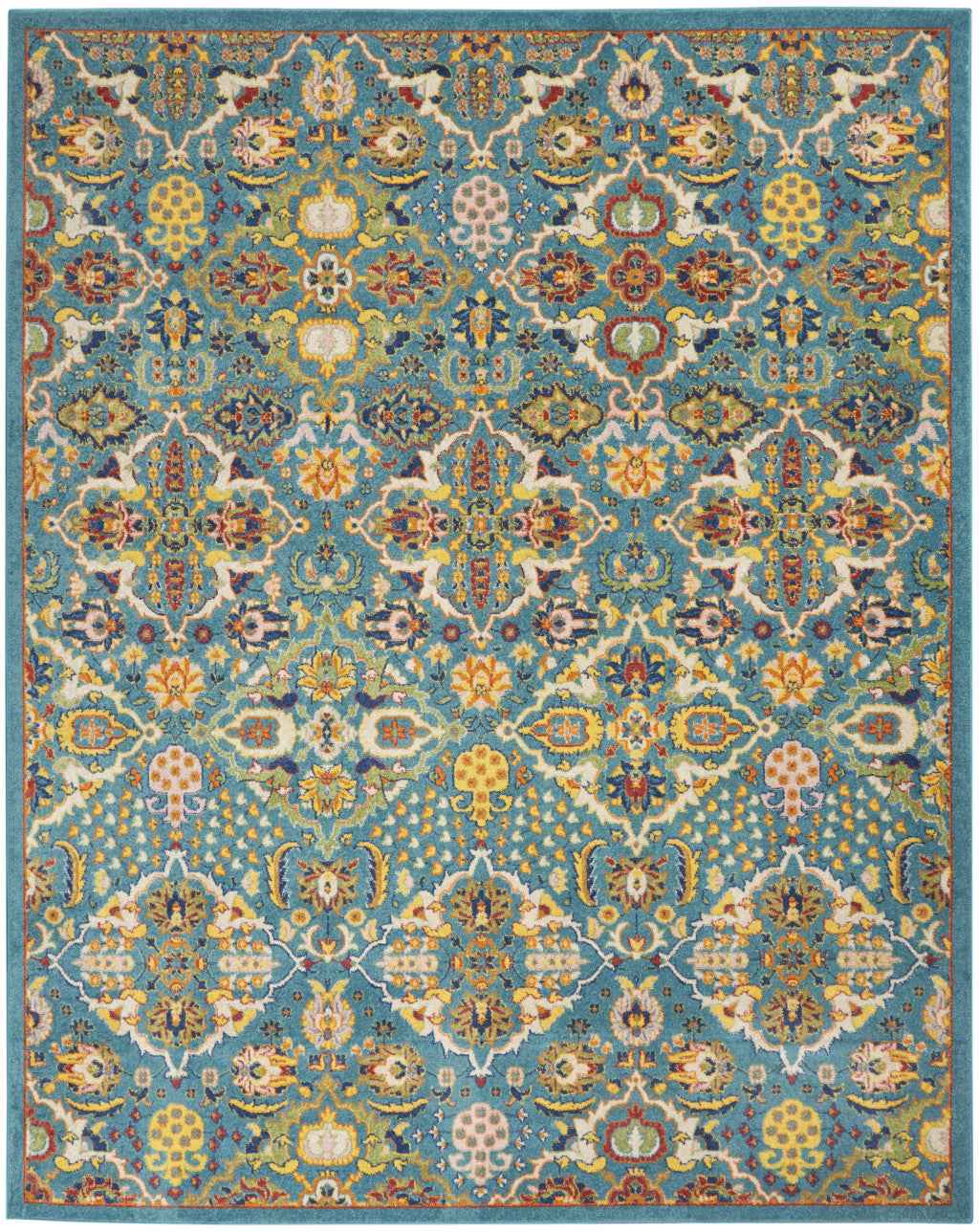 8' X 10' Blue Floral Power Loom Area Rug