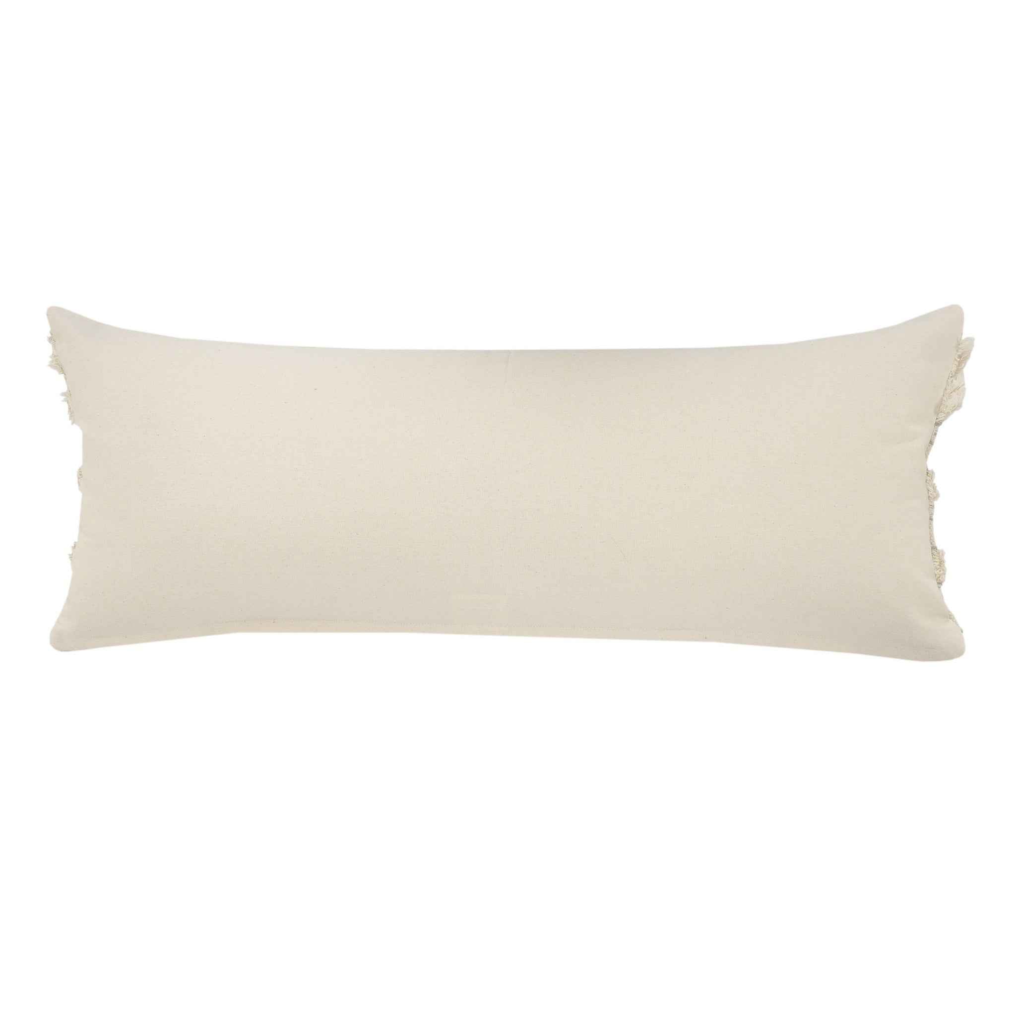 14" X 36" Cream Gray And Gold 100% Cotton Striped Zippered Pillow