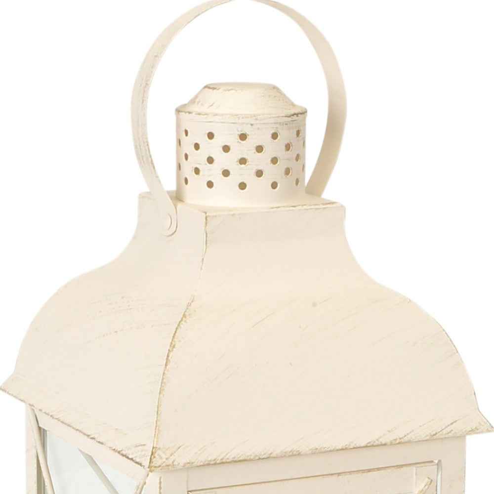 Set Of Three White Flameless Floor Lantern Candle Holder