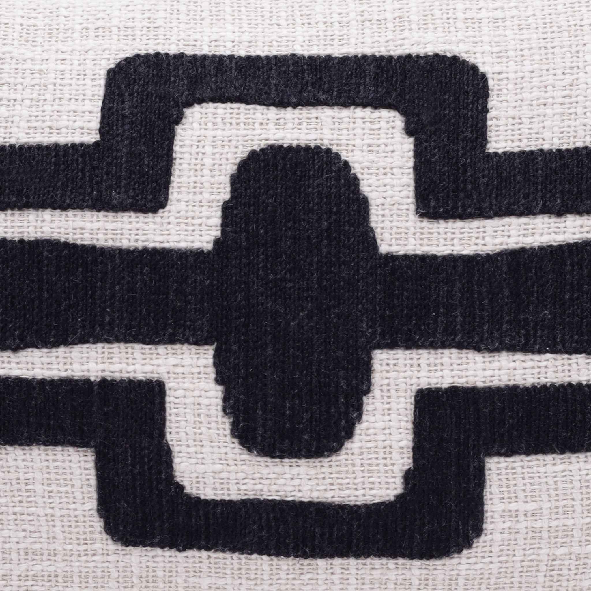 16" X 24" Black Ivory 100% Cotton Geometric Zippered Pillow