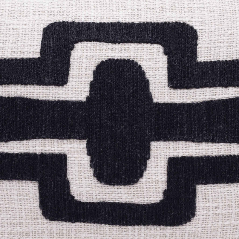 16" X 24" Black Ivory 100% Cotton Geometric Zippered Pillow