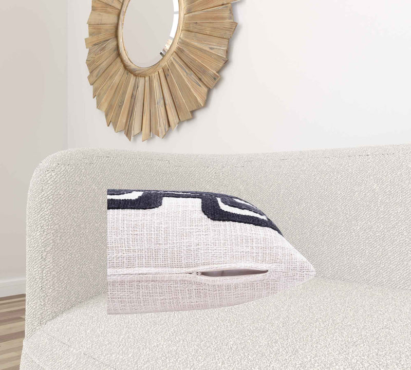16" X 24" Black Ivory 100% Cotton Geometric Zippered Pillow