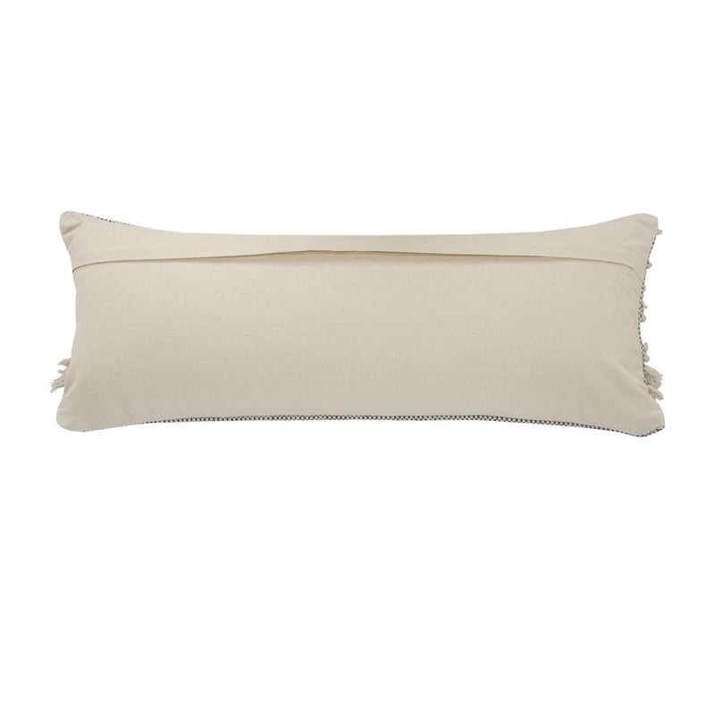 14" X 36" Gray And Ivory 100% Cotton Chevron Zippered Pillow