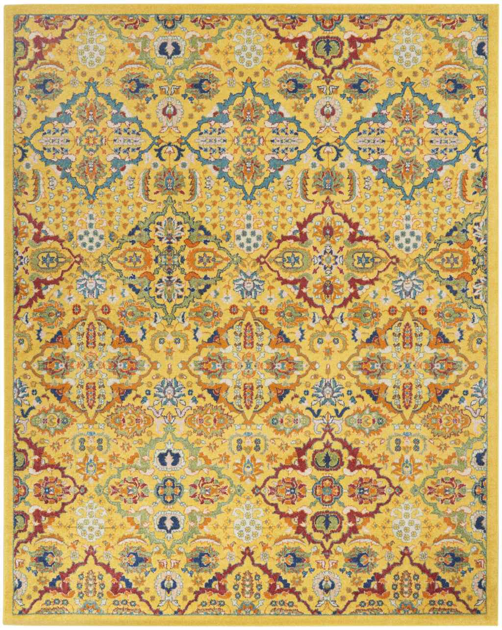 7' X 10' Yellow Floral Power Loom Area Rug